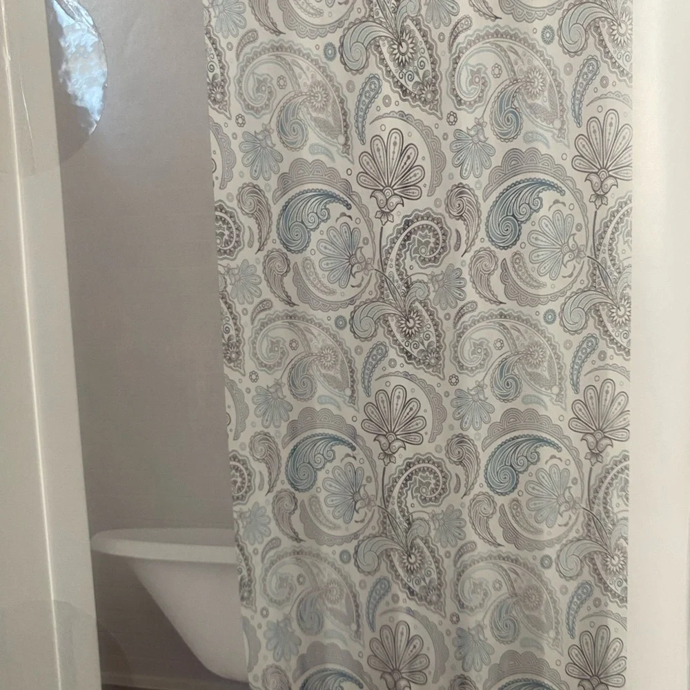 Kassatex SPS-115-BGR Paisley Shower Curtain, Blue/Grey, 72 by 72-Inch